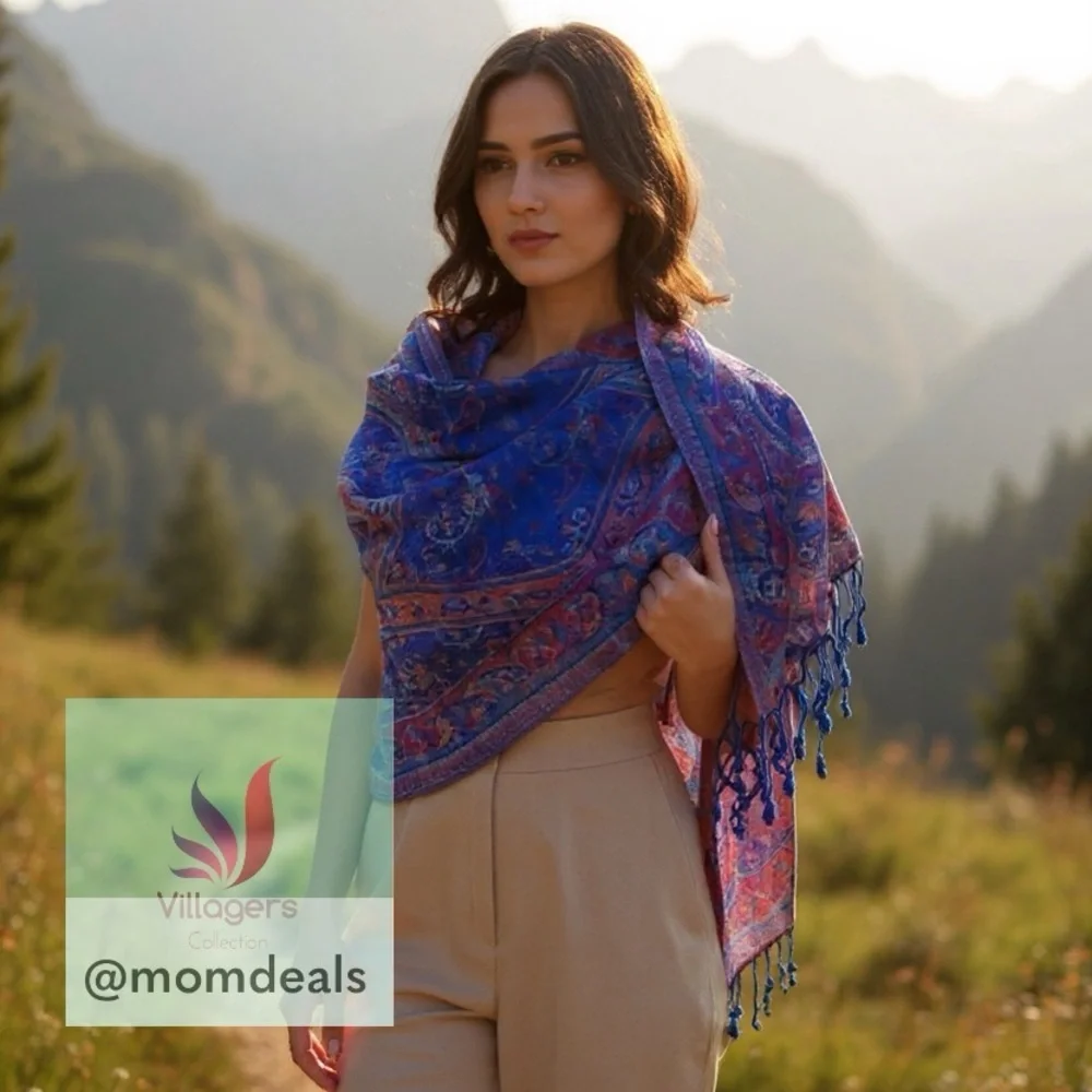 Elegant Shawl in Royal Blue - Versatile Wrap, Stole, Scarf, Veil in Soft Rayon